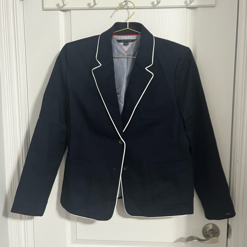Tommy Hilfiger Dark Blue Blazer with White Piping